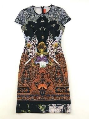 Clover Canyon scuba print dress short sleeve stretch print Size Small